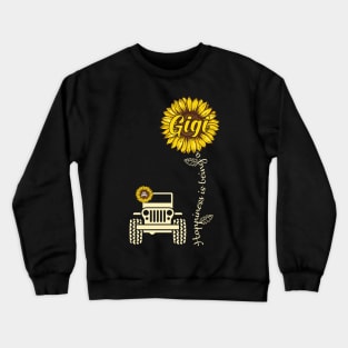 Jeep Sunflower Jeep Gigi Happiness is being a Gigi Jeep Women Crewneck Sweatshirt